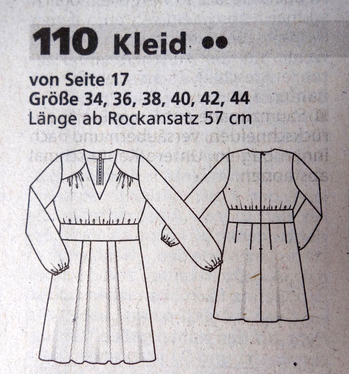 Schnittmusterzeichnung BurdaStyle 11/2016 Kleid für WKSA